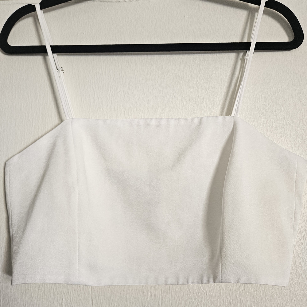 ZARA - White Square Neck Crop Tank Top